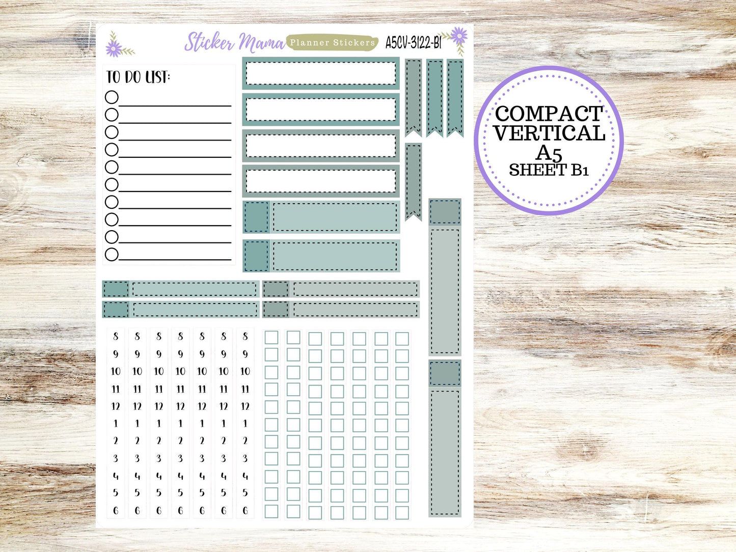 ERIN CONDREN A5 Compact Vertical-Kit #3122 || Vintage Bloom - Planner Stickers - Erin Condren Compact Vertical Weekly Kit