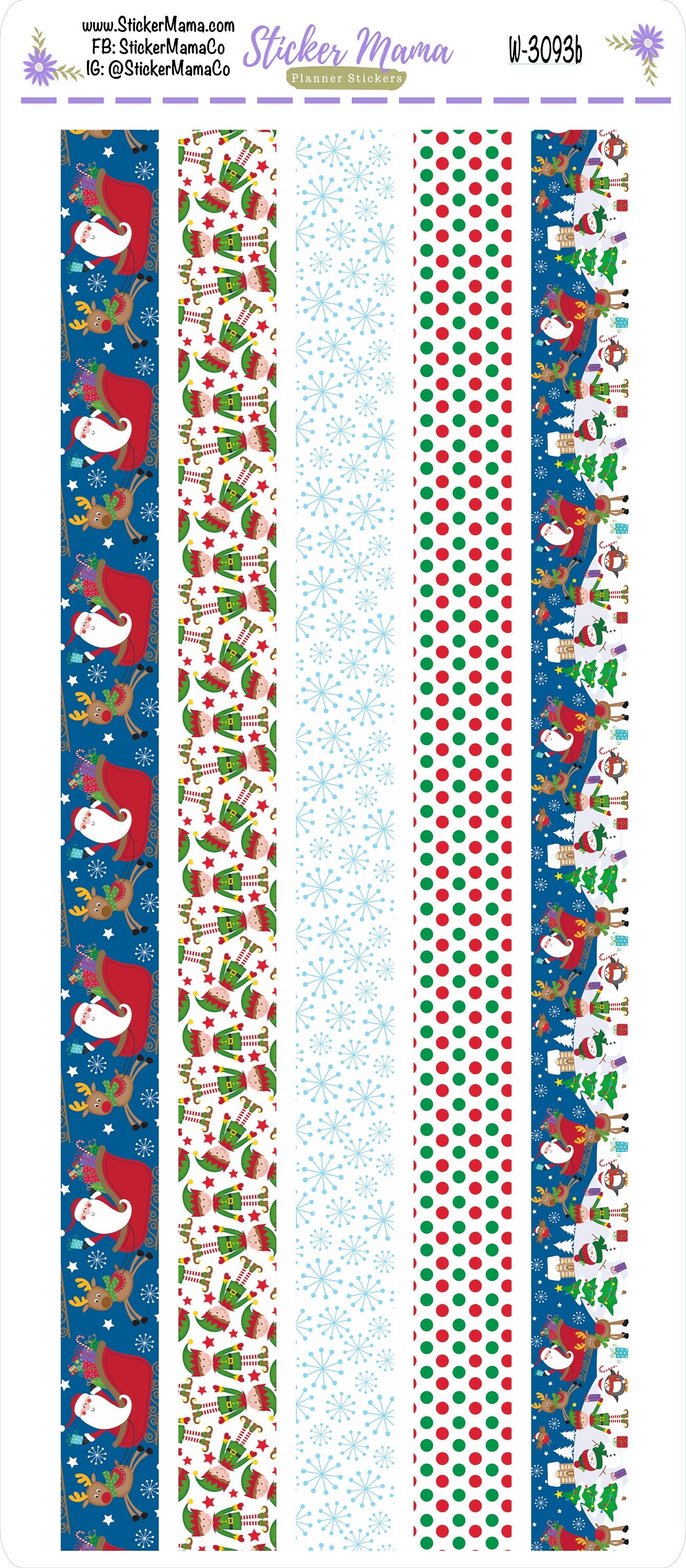 W-3093- WASHI STICKERS - Holly Jolly - Planner Stickers - Washi for Planners