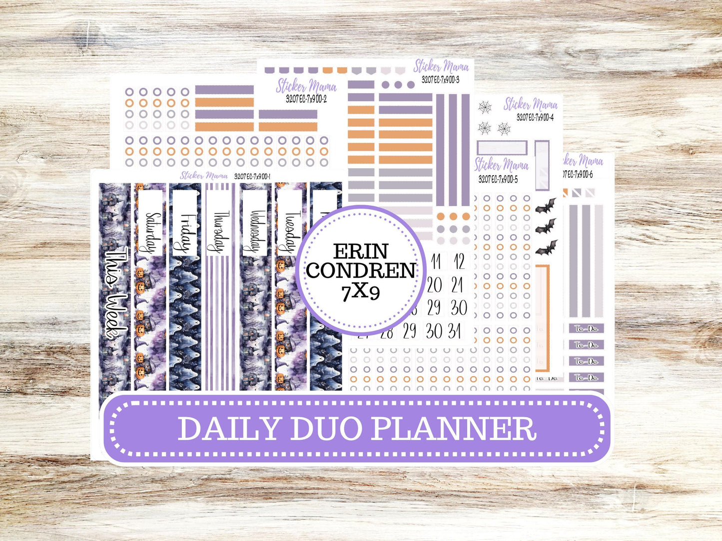 ERIN CONDREN Daily Duo Planner Kit DD-3207 || October - Haunted Haven || Daily Duo Planner Sticker Kit || Erin Condren ||