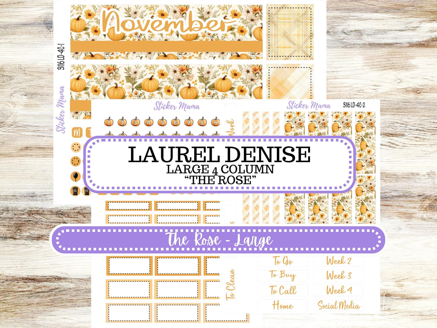 LD "The Rose" Large || 4-COLUMN (formerly project) Planner Kit #3116 || Floral Harvest || Laurel Denise Stickers || 9-25