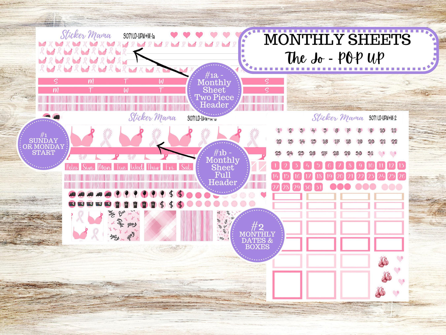 LD POP-UP Week+Month Planner Kit #3071 || The Jo || Breast Cancer || Laurel Denise Kit || Laurel Denise Stickers || Aug 25