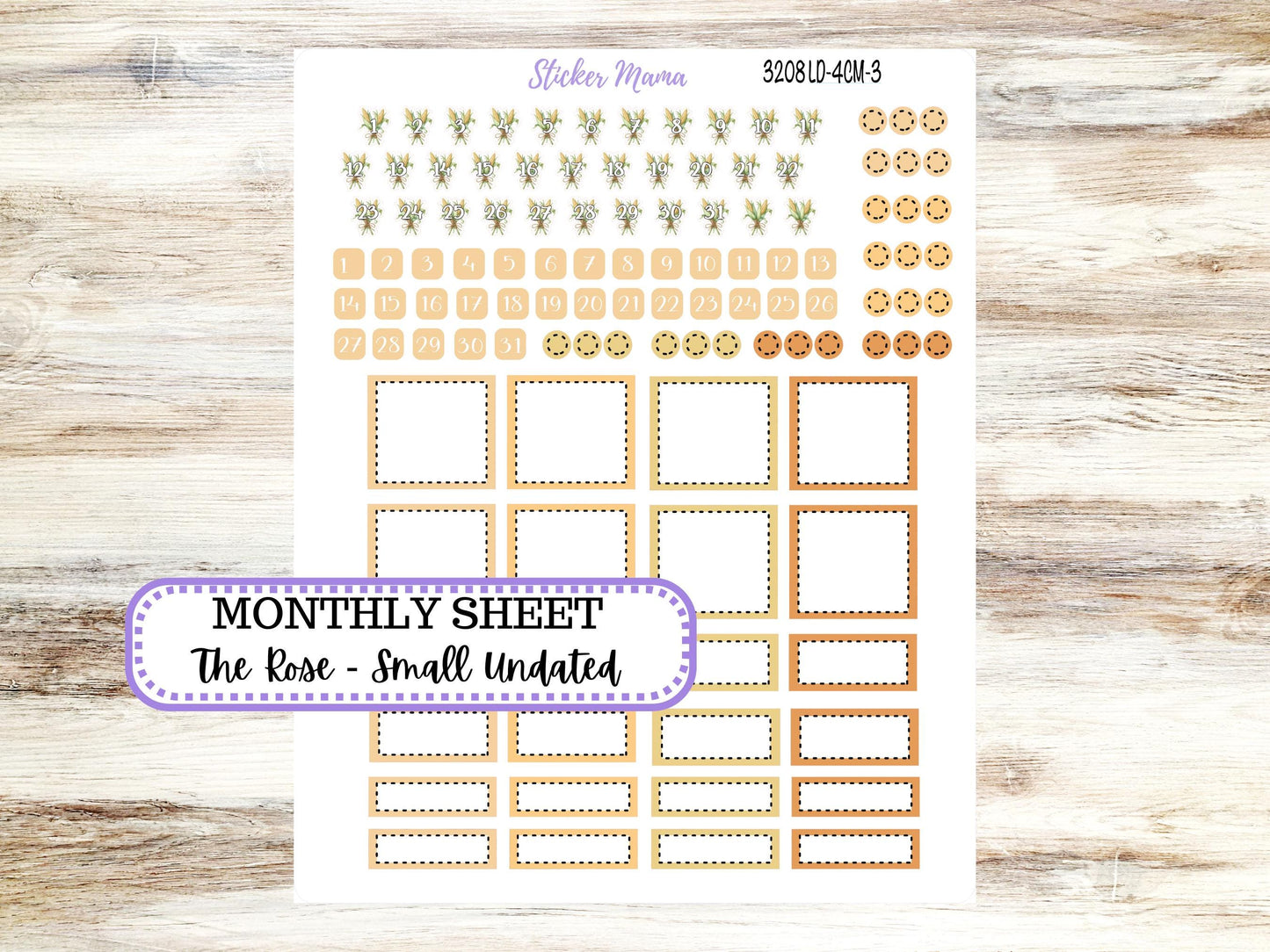 LD "Th Rose" Small || 4 COLUMN Mini (formerly the project mini) Size Planner Kit #3208 || Fall Fields || Project Stickers || June 25