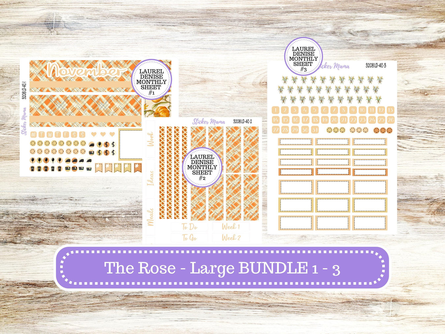 LD "The Rose" Large || 4-COLUMN (formerly project) Planner Kit #3208 || Fall Fields || Laurel Denise Stickers || 9-25