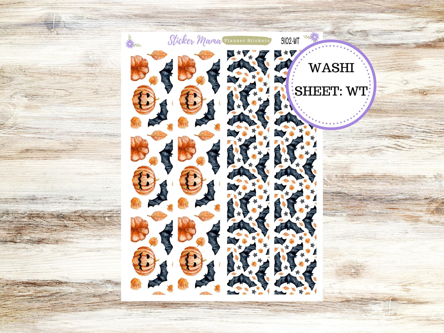 WASHI PLANNER STICKERS || 3102 || Pumpkin Town || Halloween Washi Stickers || Planner Stickers || Monthly Header