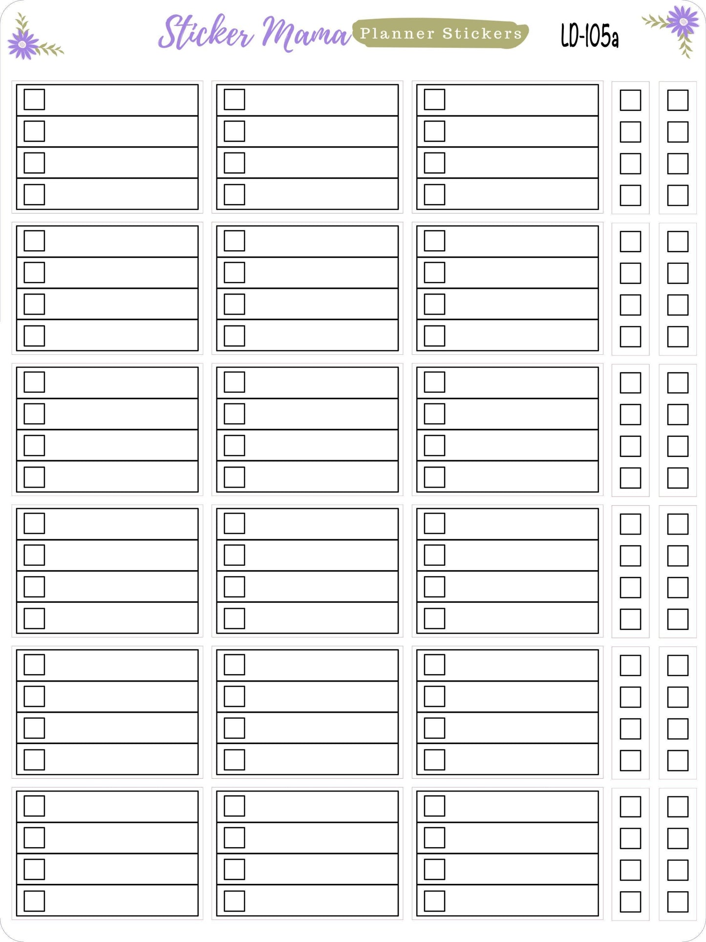 CHECKBOXES LAUREL DENISE Planner ld-105 - "to do this week" columns - Full and mini size