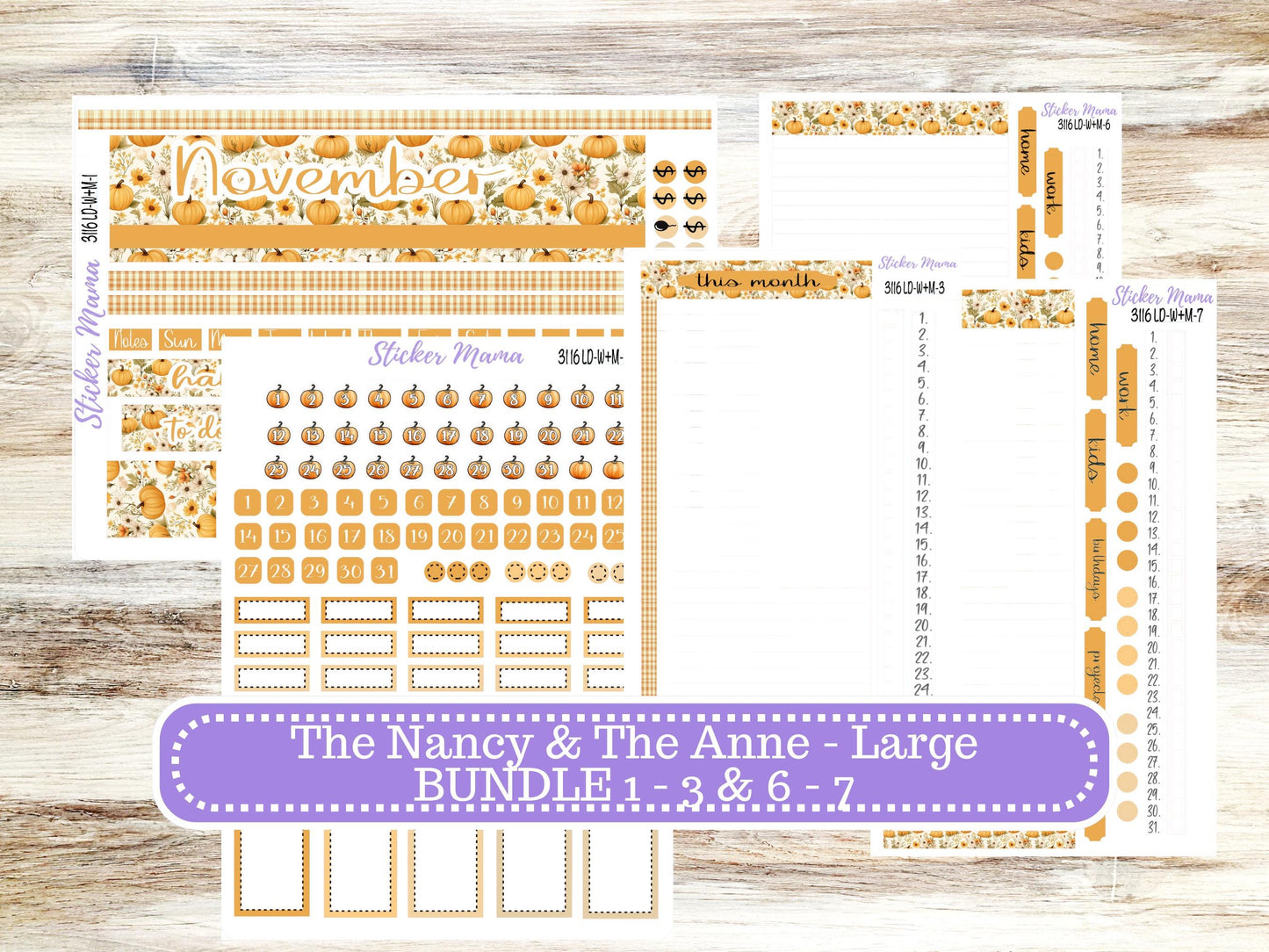 LD “The Nancy & Anne” Large || Week + Month PLANNER Monthly Kit #3116 || Laurel Denise Horizontal Vertical Kit || Floral Harvest || 9-25
