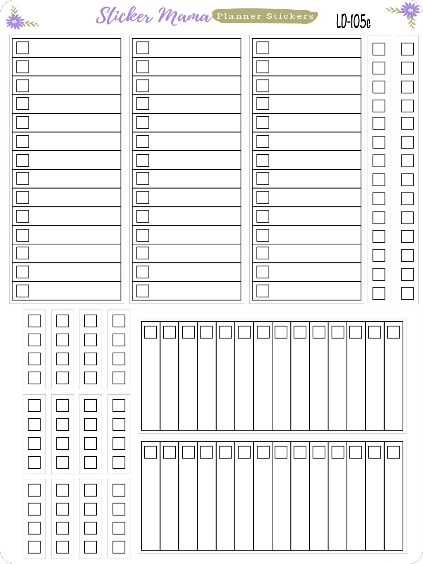 CHECKBOXES LAUREL DENISE Planner ld-105 - "to do this week" columns - Full and mini size