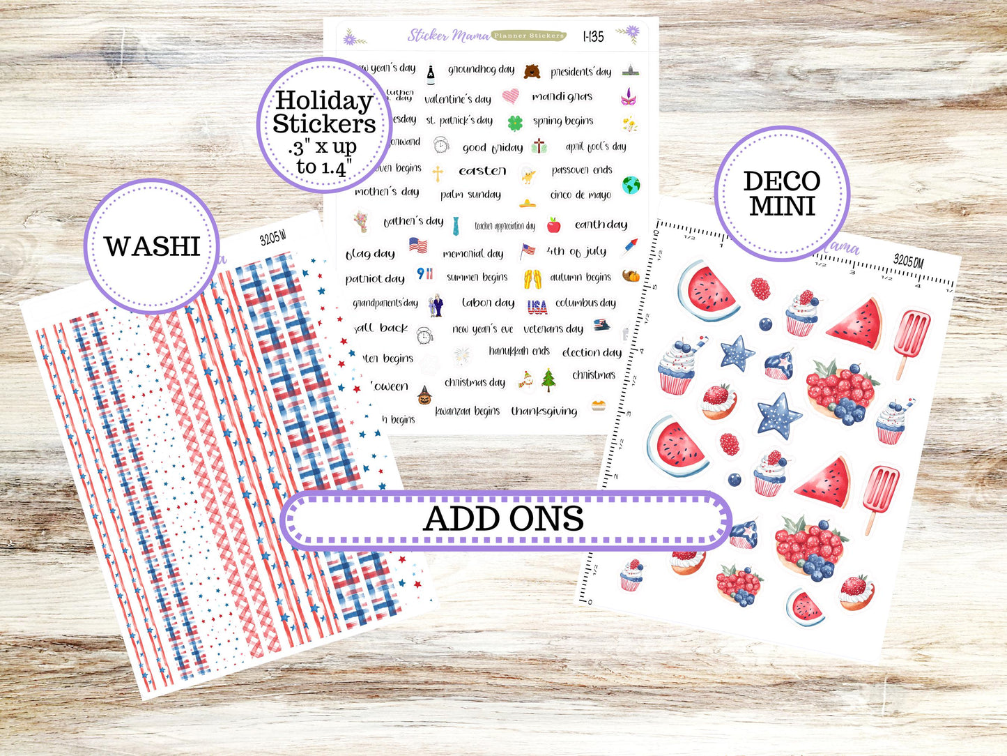 Laurel Denise Large Scout Planner Sticker Kit | Portrait Weekly + Monthly | July Patriotic Festivities 3205 | 4-26