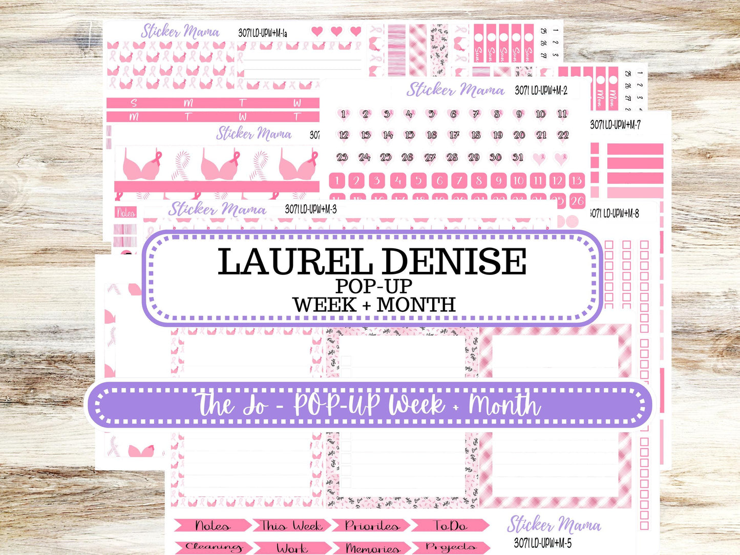 LD POP-UP Week+Month Planner Kit #3071 || The Jo || Breast Cancer || Laurel Denise Kit || Laurel Denise Stickers || Aug 25