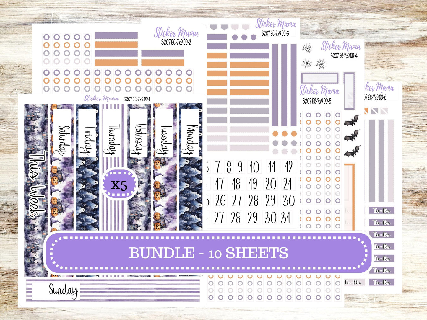 ERIN CONDREN Daily Duo Planner Kit DD-3207 || October - Haunted Haven || Daily Duo Planner Sticker Kit || Erin Condren ||