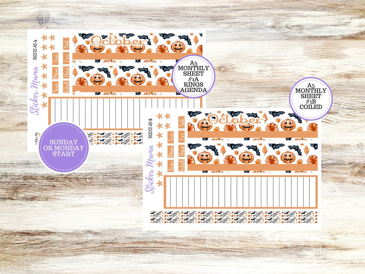 ERIN CONDRE Monthly Kit-3102 || A5 || Pumpkin Town Stickers || - ec October Monthly Kit - Monthly Planner Kits - Monthly Budget