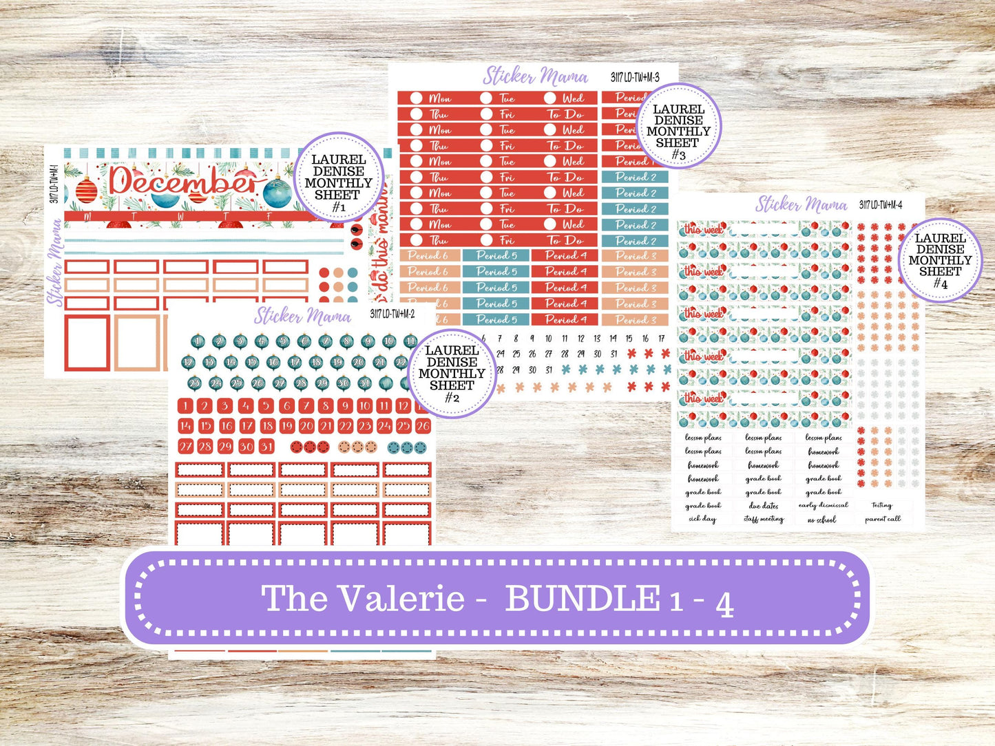 LD "The Valerie" || TEACHER Week + Month Planner Kit #3117 || December ||Laurel Denise Kit || Laurel Denise Teacher Planner || 9-25