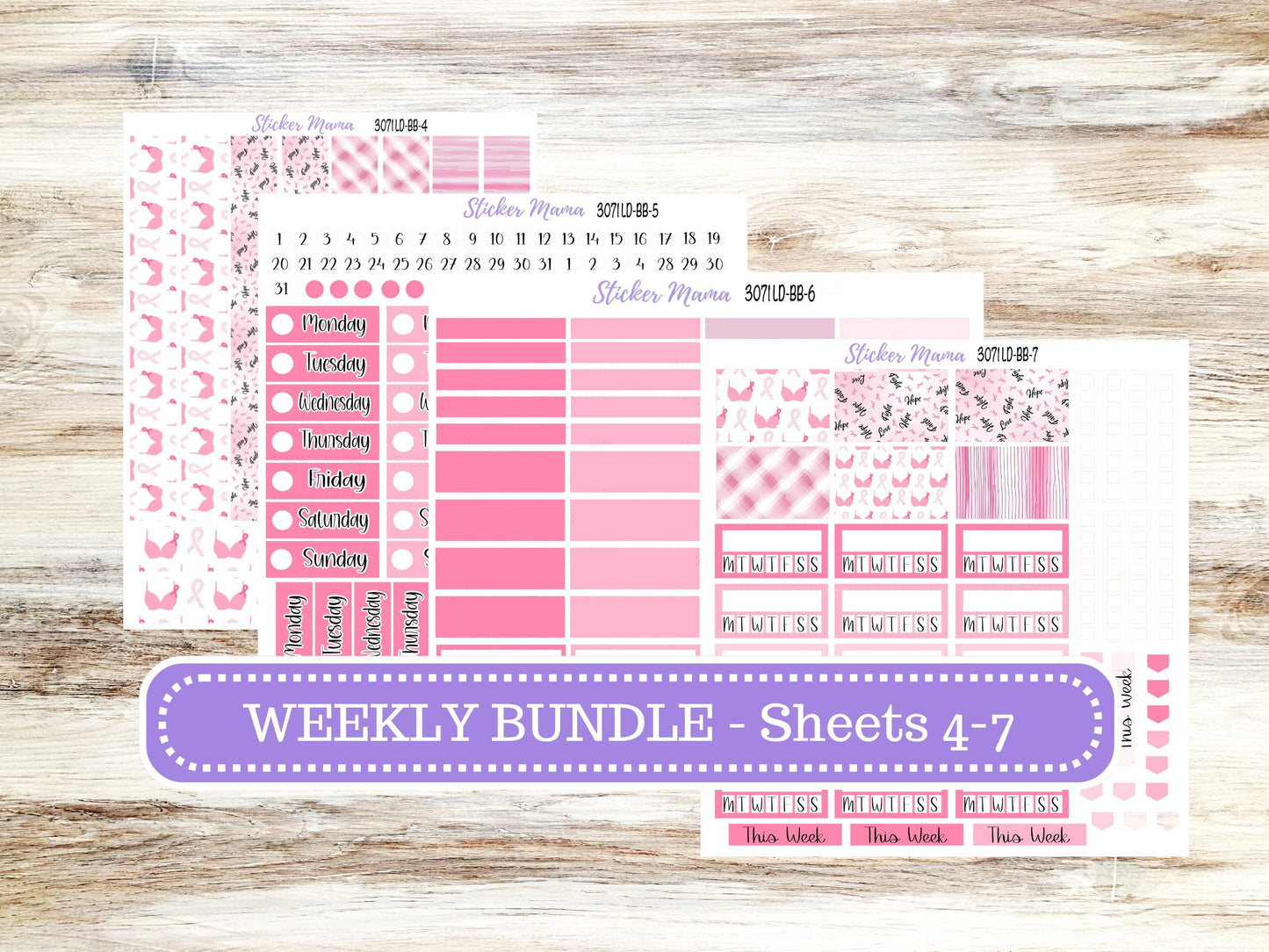 LD BOOK-BOUND Planner Kit #3071 || The Mae || The Kristy || Breast Cancer || Laurel Denise Sticker Kit || Aug 25