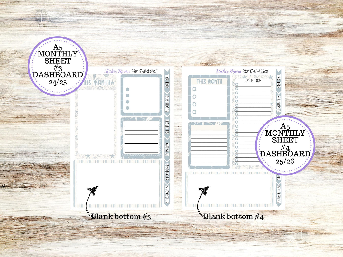 ERIN CONDRE Monthly Kit-3204 || A5 || Coastal Charm Stickers || - ec August Monthly Kit - Monthly Planner Kits - Monthly Budget