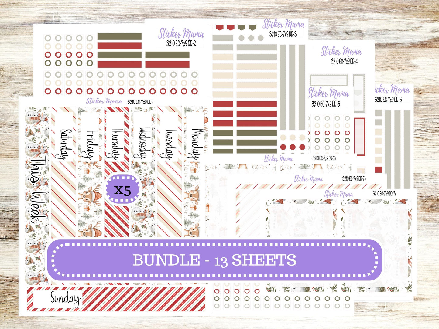 ERIN CONDREN Daily Duo Planner Kit DD-3210 || December - Frosty Friends || Daily Duo Planner Sticker Kit || Erin Condren ||