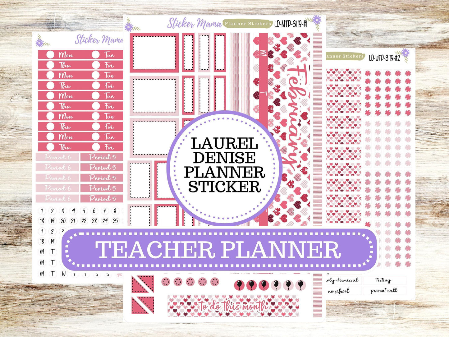LAUREL DENISE TEACHER Planner Kit #3119 || Laurel Denise Kit || Laurel Denise Stickers || Laurel Denise Planners || February