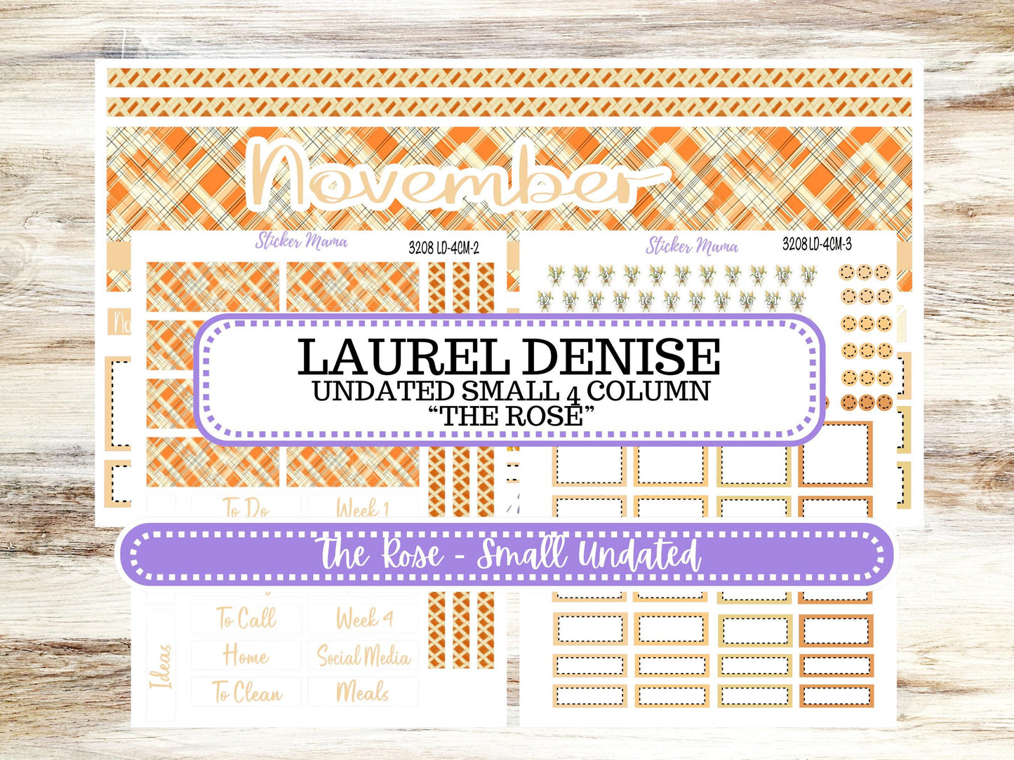 LD "Th Rose" Small || 4 COLUMN Mini (formerly the project mini) Size Planner Kit #3208 || Fall Fields || Project Stickers || June 25