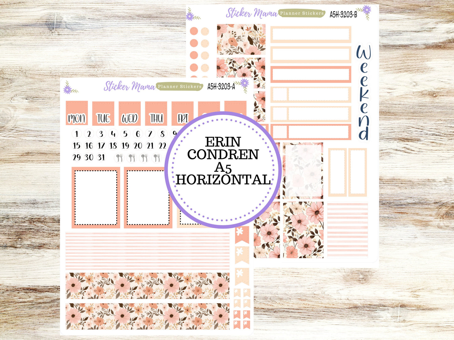 ERIN CONDREN A5 Horizontal || #3203 || Pretty in Pink Kit || A5 Weekly Kit || Planner Stickers || Erin Condren A5 Horizontal Weekly Kit