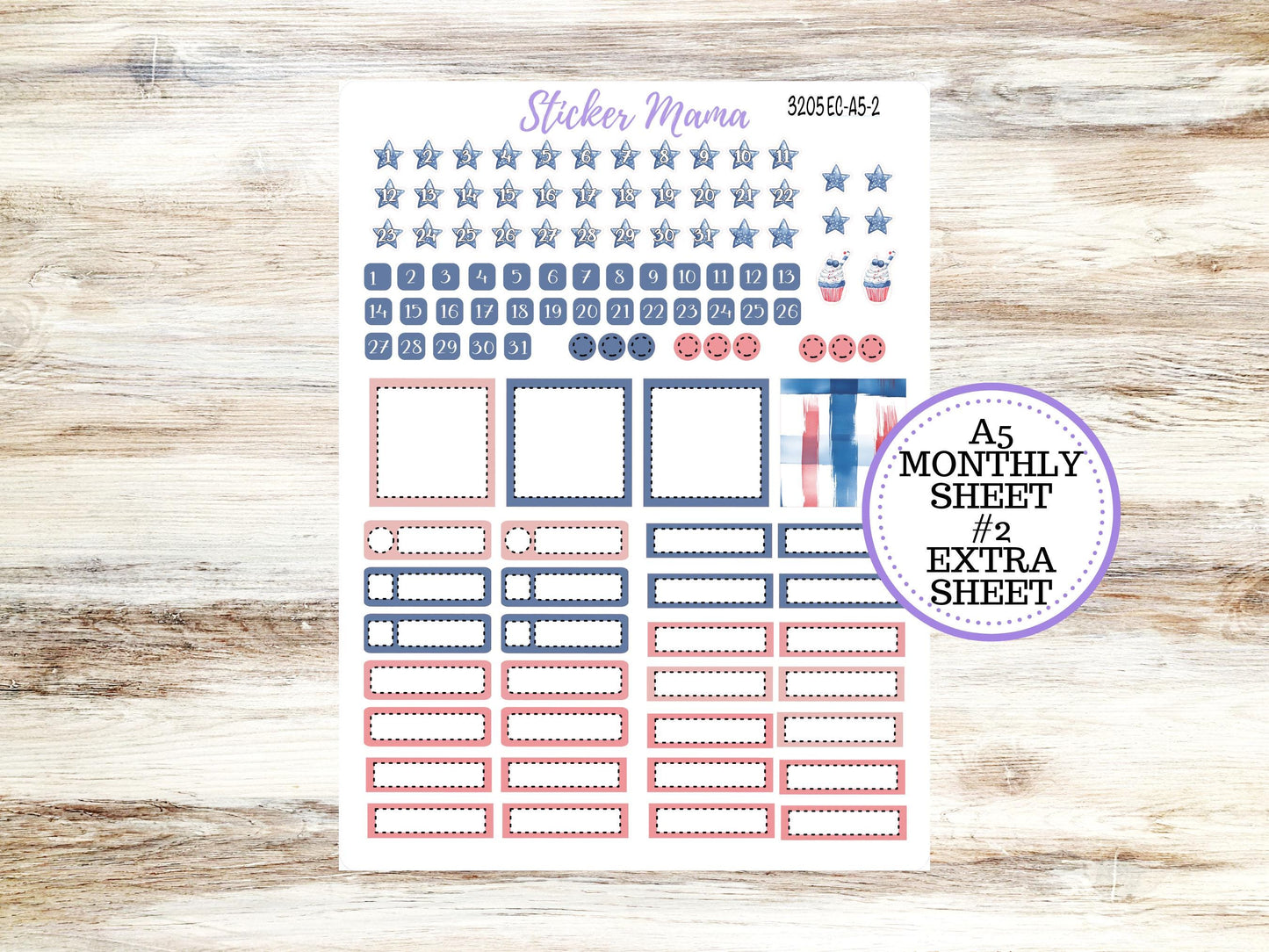 ERIN CONDRE Monthly Kit-3205 || A5 || Patriotic Festivities Stickers || - ec July Monthly Kit - Monthly Planner Kits - Monthly Budget