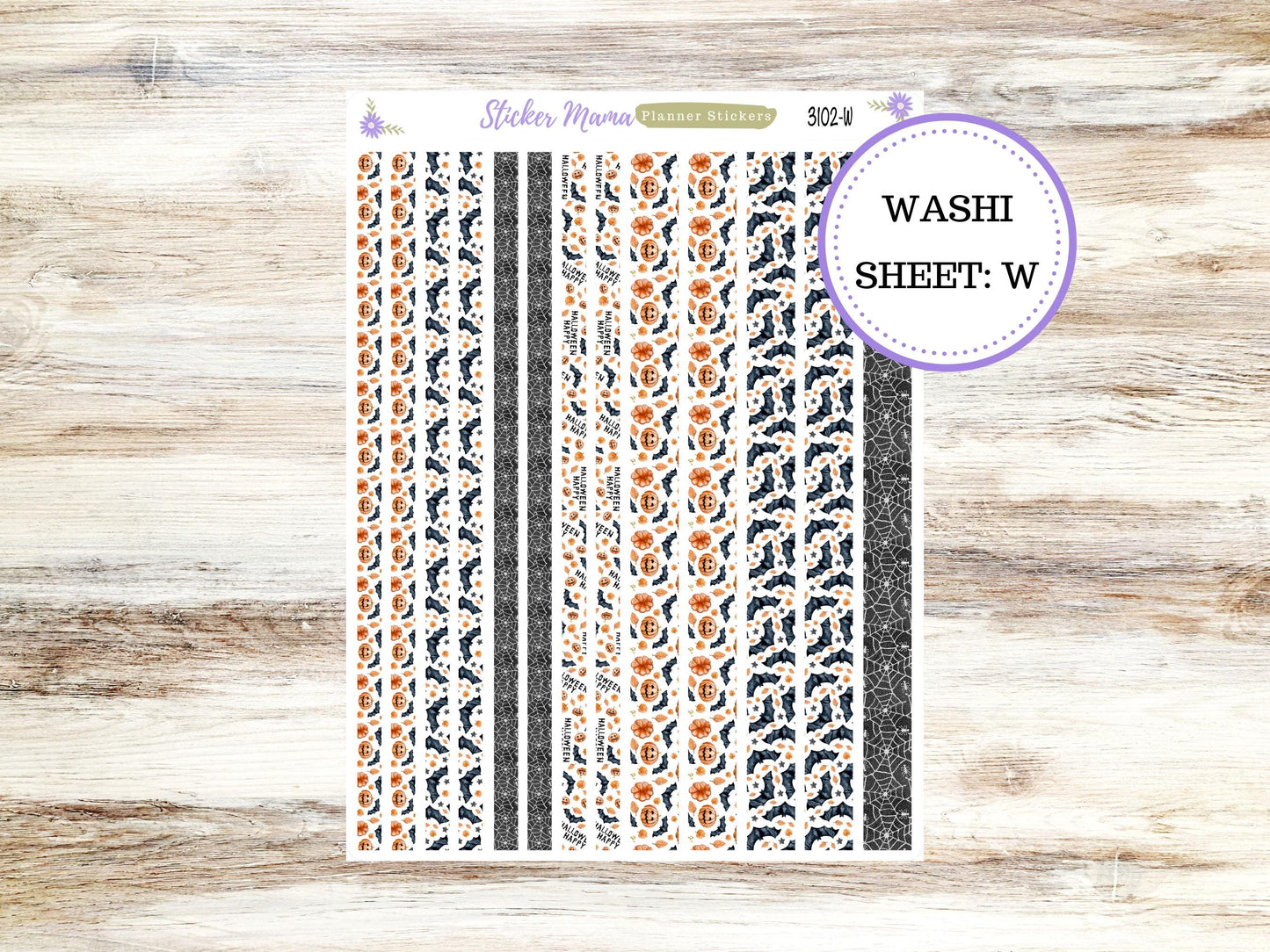 WASHI PLANNER STICKERS || 3102 || Pumpkin Town || Halloween Washi Stickers || Planner Stickers || Monthly Header