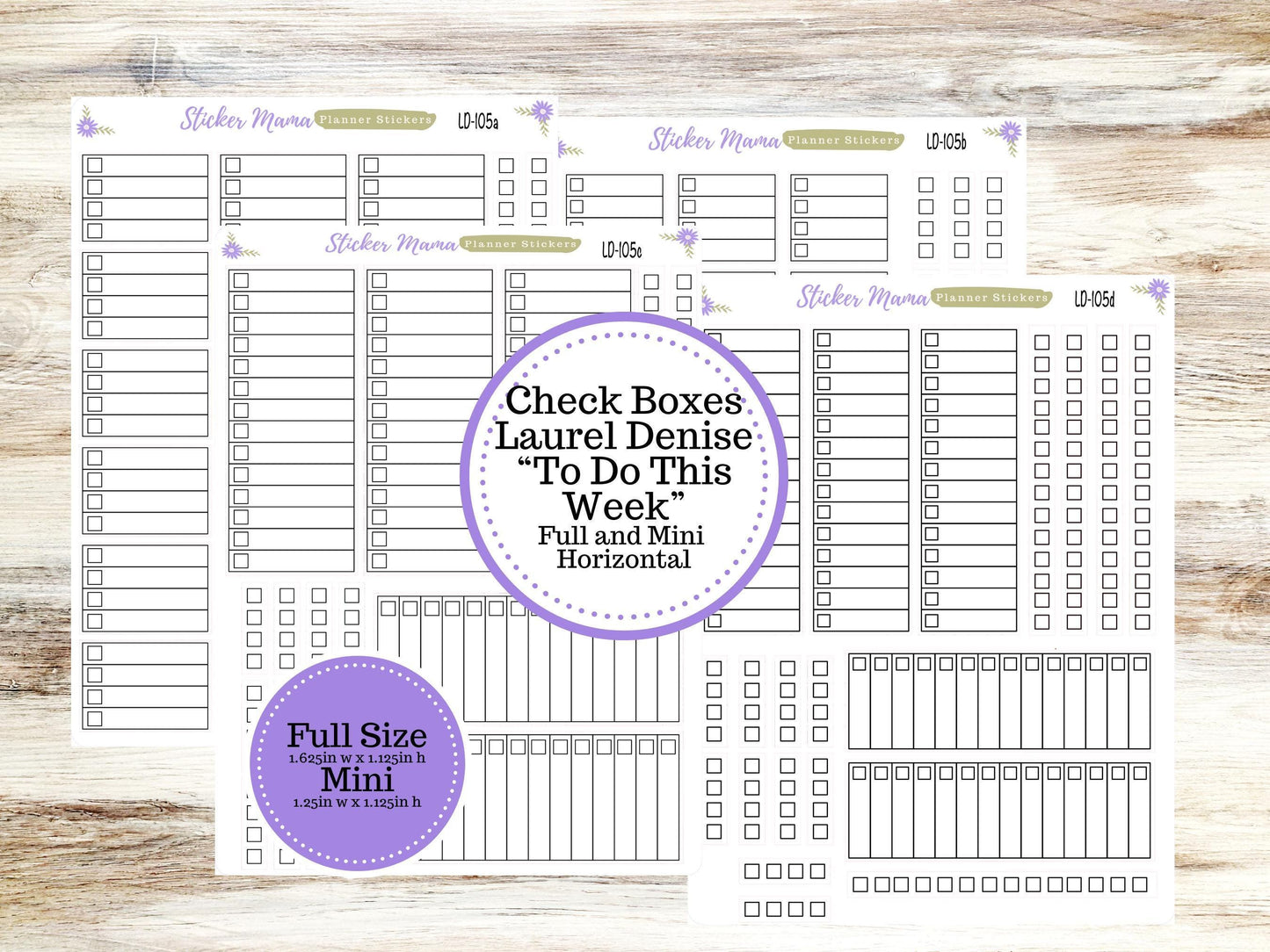 CHECKBOXES LAUREL DENISE Planner ld-105 - "to do this week" columns - Full and mini size