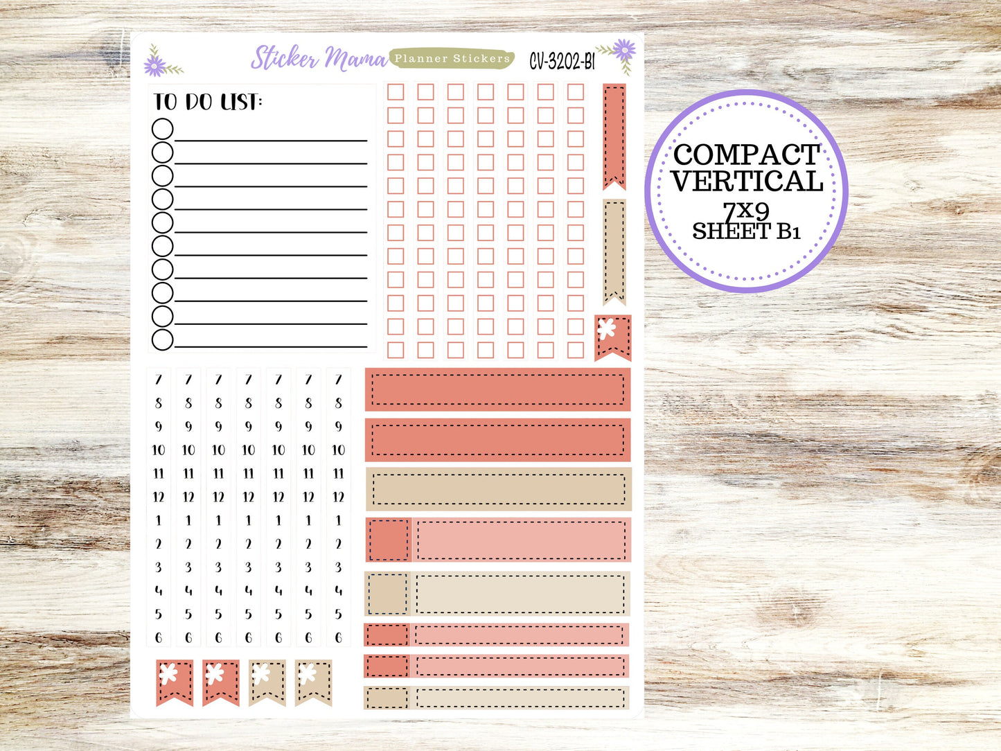 ERIN CONDREN 7x9 Compact Vertical-Kit #3202 || Mushroom Bloom - Planner Stickers - Erin Condren Compact Vertical Weekly Kit