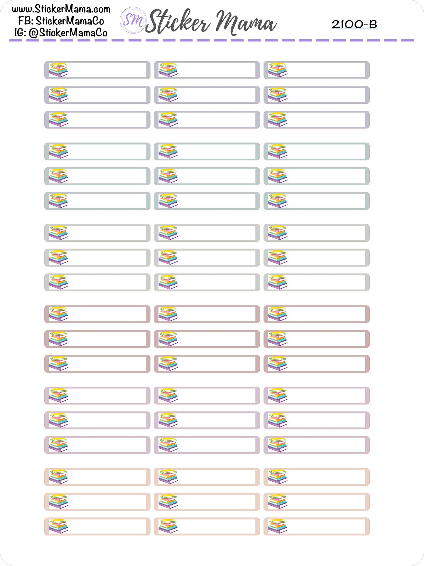 2100 - STACK OF BOOKS Planner Basic Label Stickers - Study Stickers - School Stickers - Book Stickers