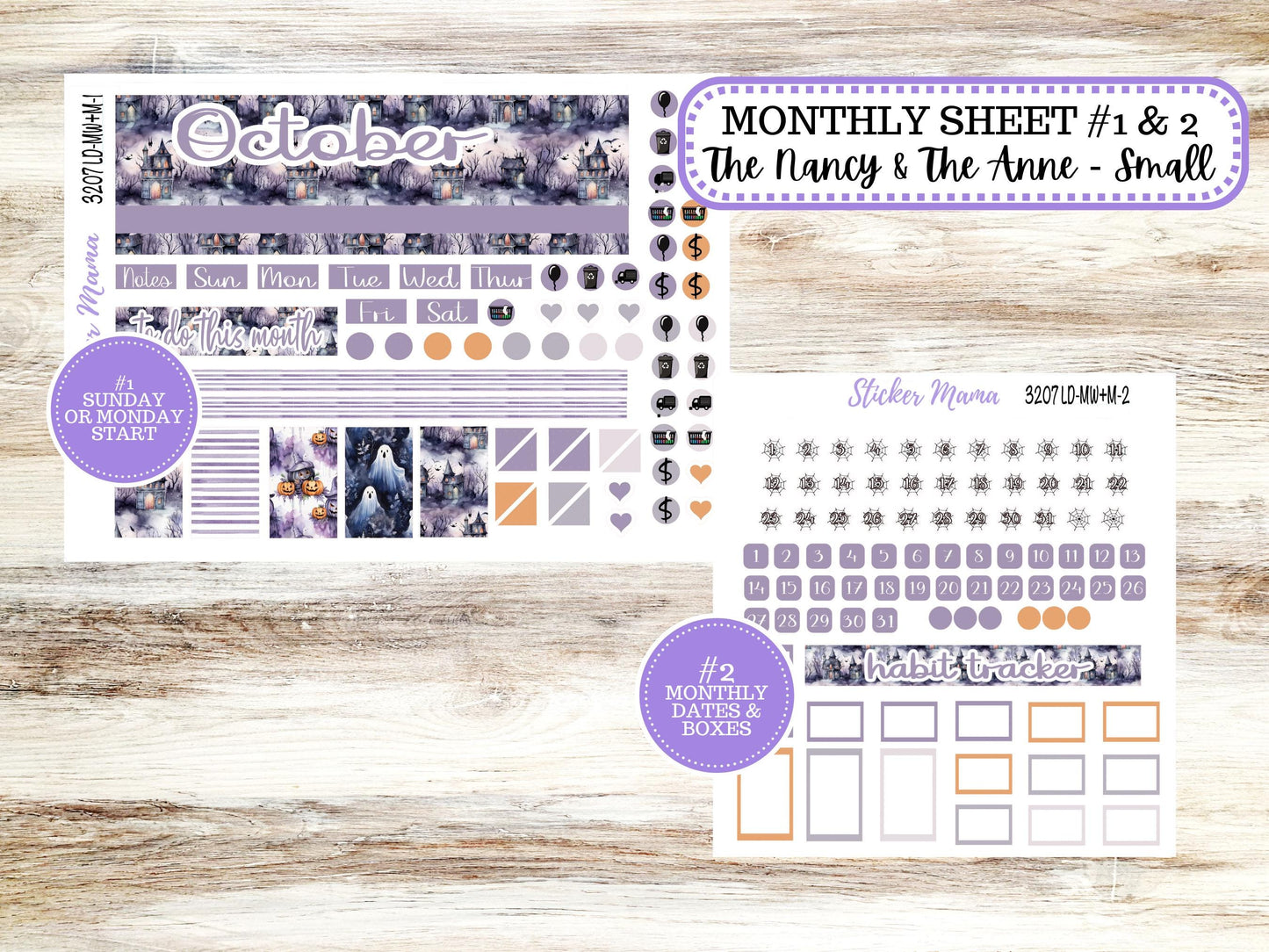 LD SMALL "The Anne" & "The Nancy" || MINI Week + Month Planner Kit #3207 || Laurel Denise Horizontal Vertical || Haunted Haven || Aug 25