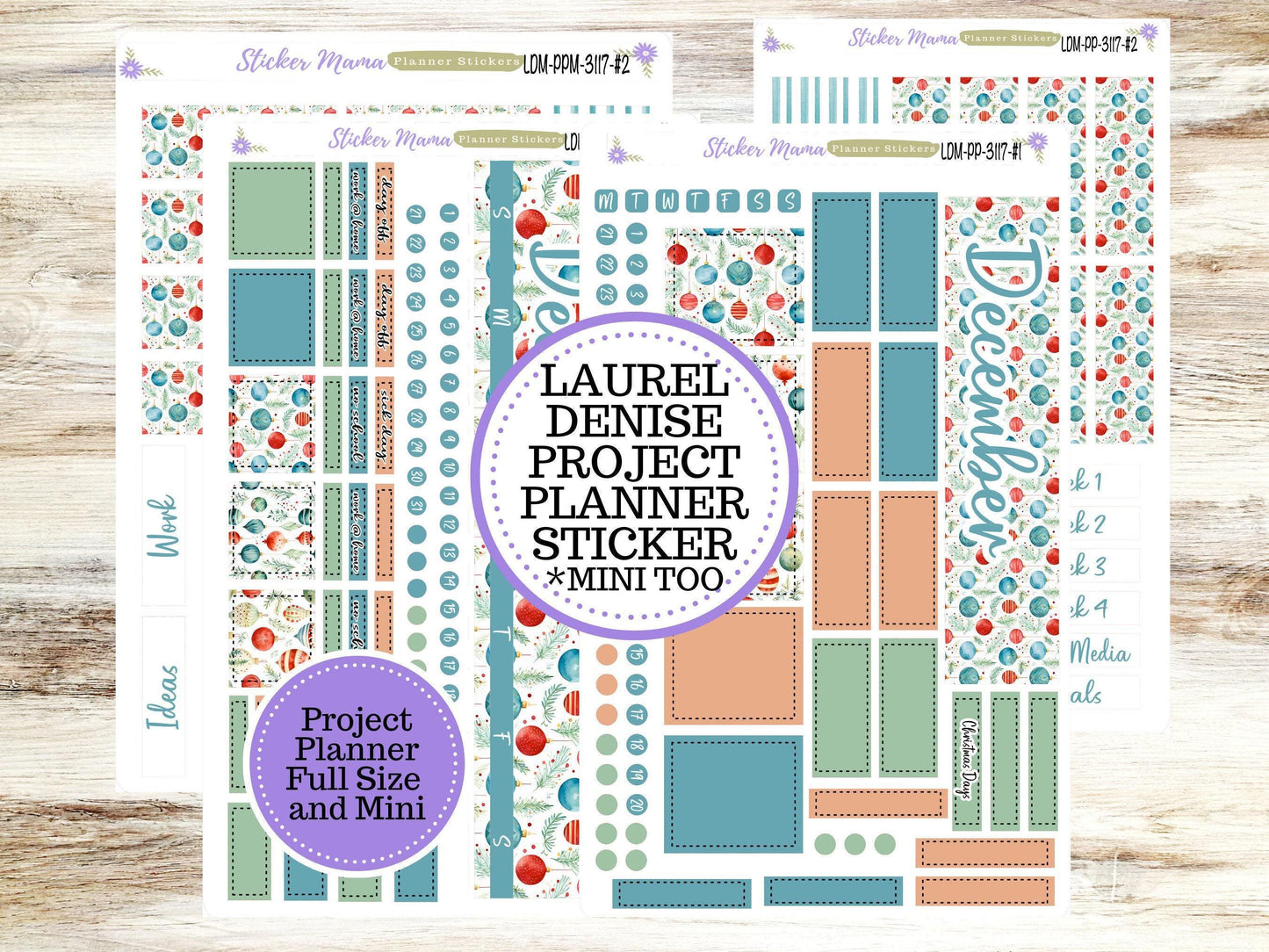 LAUREL DENISE PROJECT December Planner Kit #3117 || Merry Ornaments || Laurel Denise Kit || Laurel Denise Stickers || || December ld