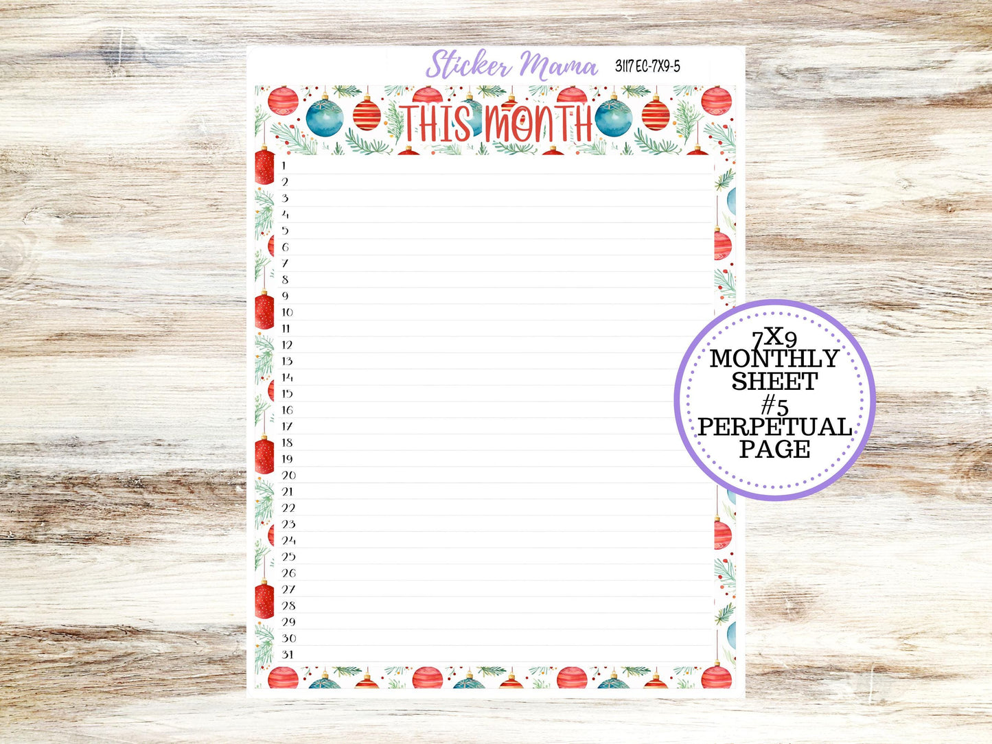 ERIN CONDREN Monthly Kit-3117 || 7X9 || - 7x9 ec December Monthly Kit - December Monthly Planner Kits - Monthly Pages