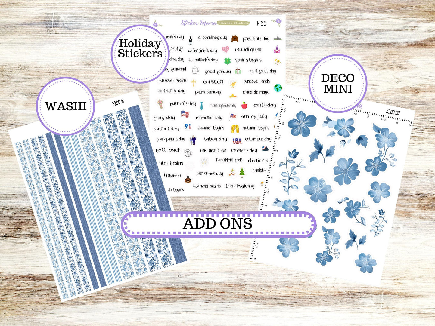 LD Small "The Scout" || PORTRAIT Weekly + Monthly Planner Kit #3200 || Blue Blossom || Laurel Denise Kit Portrait || 12-25