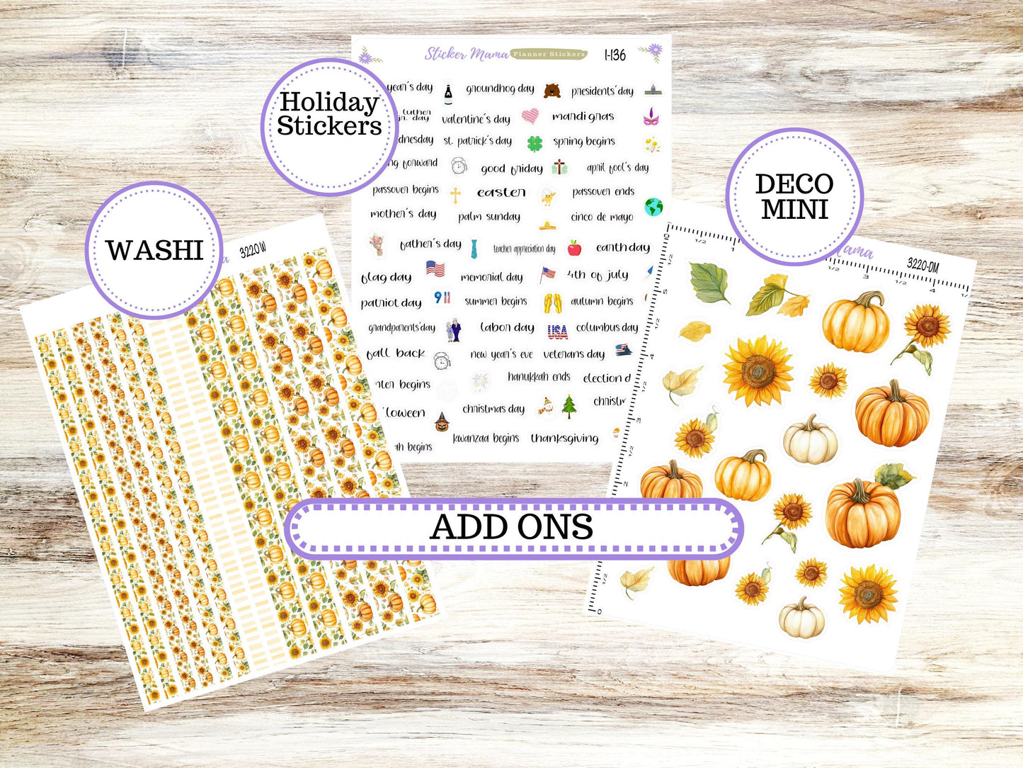Laurel Denise Small Scout Planner Sticker Kit | Portrait Weekly + Monthly | Choose Your Month Fall | 3220 Sunflower Harvest | 6-26