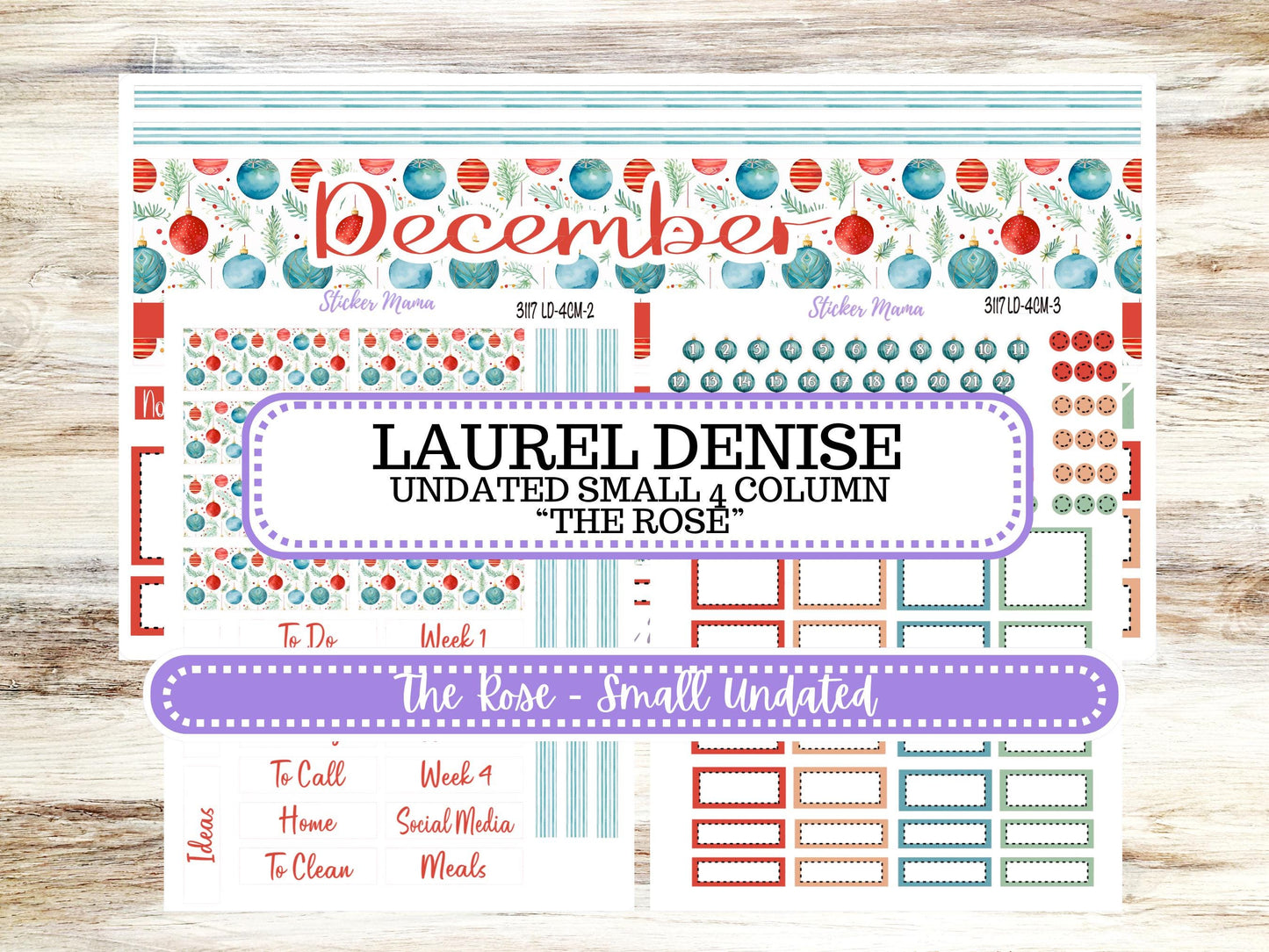 LD "Th Rose" Small || 4 COLUMN Mini (formerly the project mini) Size Planner Kit #3117 || Project Stickers || 9-25