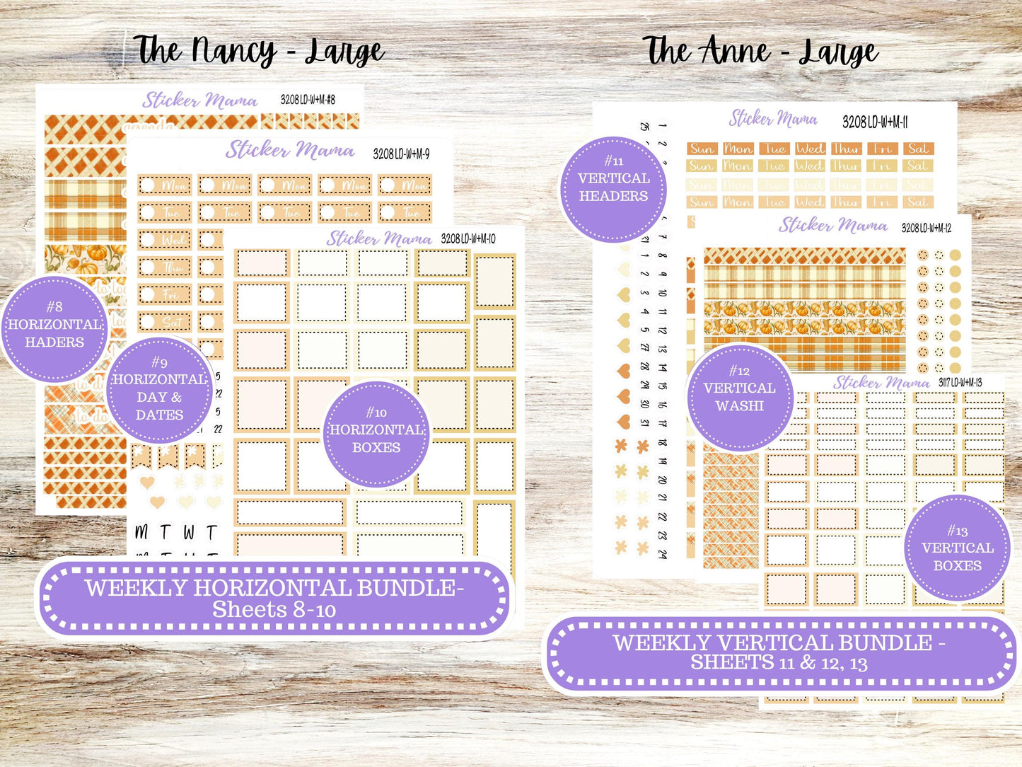 LD “The Nancy & Anne” Large || Week + Month PLANNER Monthly Kit #3208 || Laurel Denise Horizontal Vertical Kit || Fall Fields || 9-25