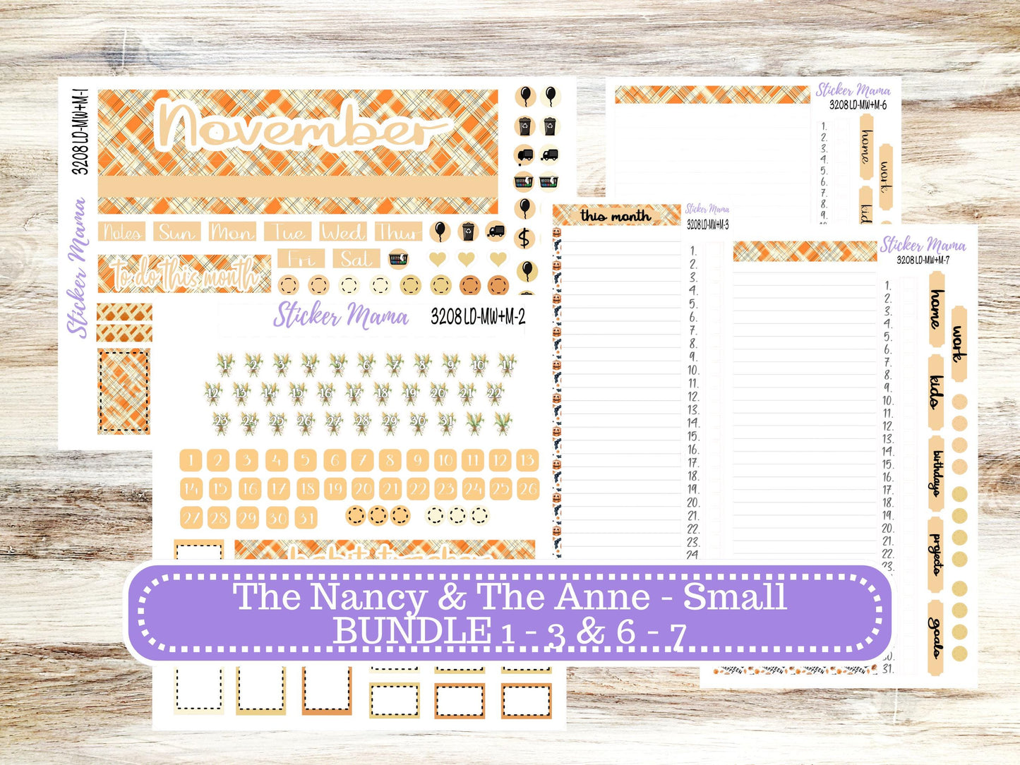 LD SMALL "The Anne" & "The Nancy" || MINI Week + Month Planner Kit #3208 || Laurel Denise Horizontal Vertical || Fall Fields || 9-25
