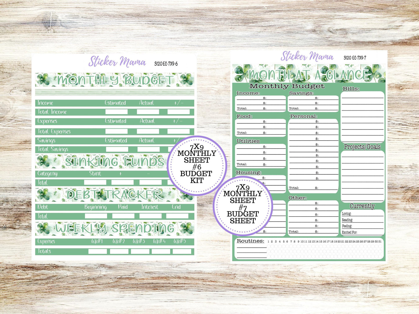 ERIN CONDREN Monthly Kit-3120 || 7X9 || Shamrock Magic - 7x9 ec March Monthly Kit - February Monthly Planner Kits - Monthly Pages || 11-25