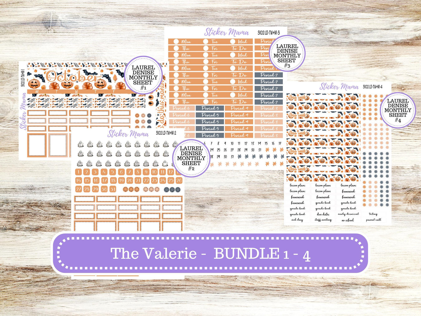 LD "The Valerie" || TEACHER Week + Month Planner Kit #3102 || Pumpkin Town ||Laurel Denise Kit || Laurel Denise Teacher Planner || June 25