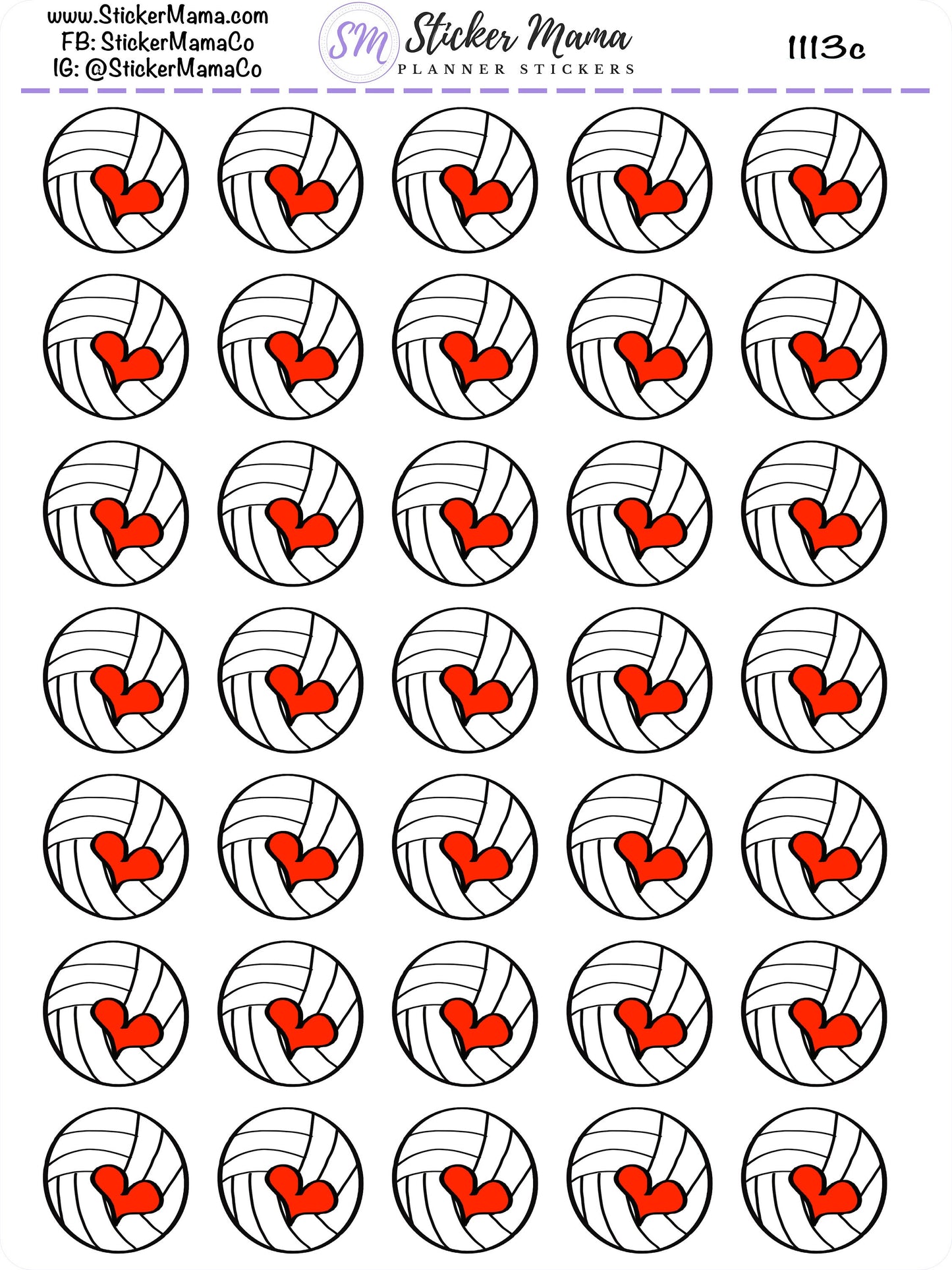 SS-1113 - DOODLE VOLLEYBALL Planner Stickers - Volleyball Stickers - Volleyball Games - Volleyball Practice