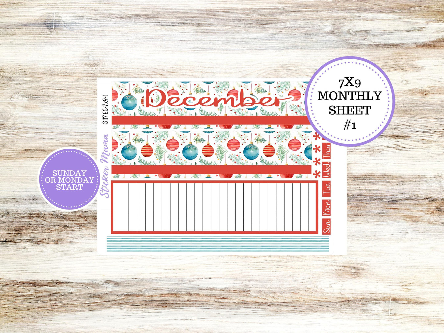 ERIN CONDREN Monthly Kit-3117 || 7X9 || - 7x9 ec December Monthly Kit - December Monthly Planner Kits - Monthly Pages