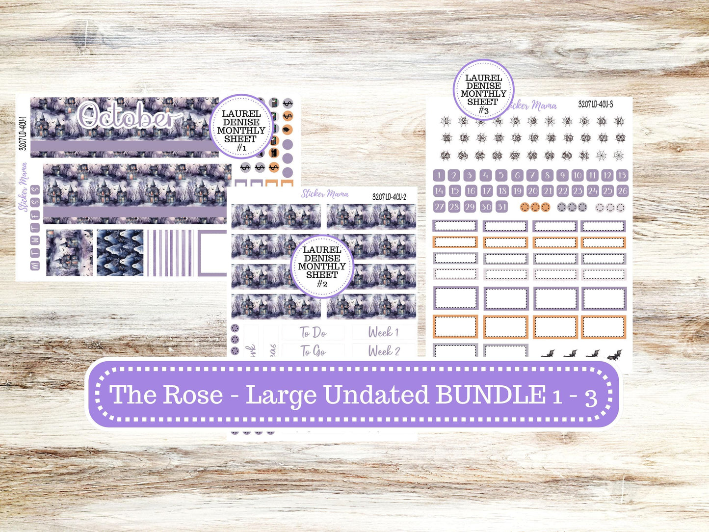 LD "The Rose" - Large Undated || 4 COLUMN Undated (formerly project undated). Planner Kit #3207 || Haunted Haven || Aug 25