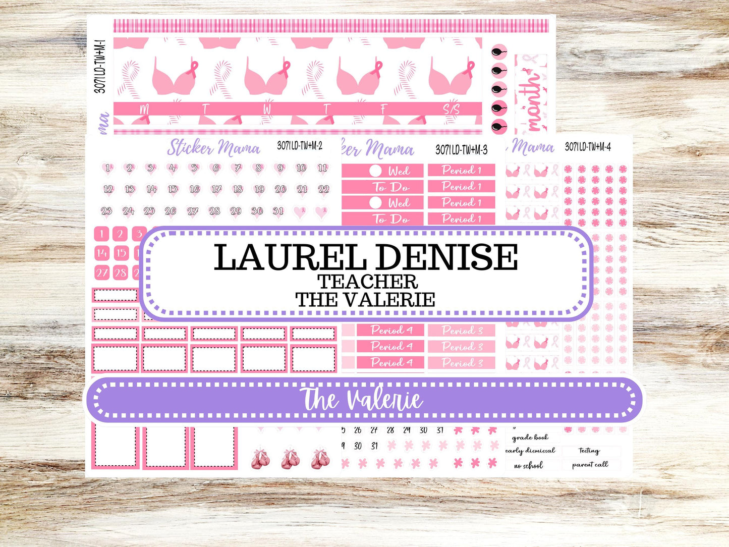 LD "The Valerie" || TEACHER Week + Month Planner Kit #3071 || Breast Cancer ||Laurel Denise Kit || Laurel Denise Teacher Planner || June 25