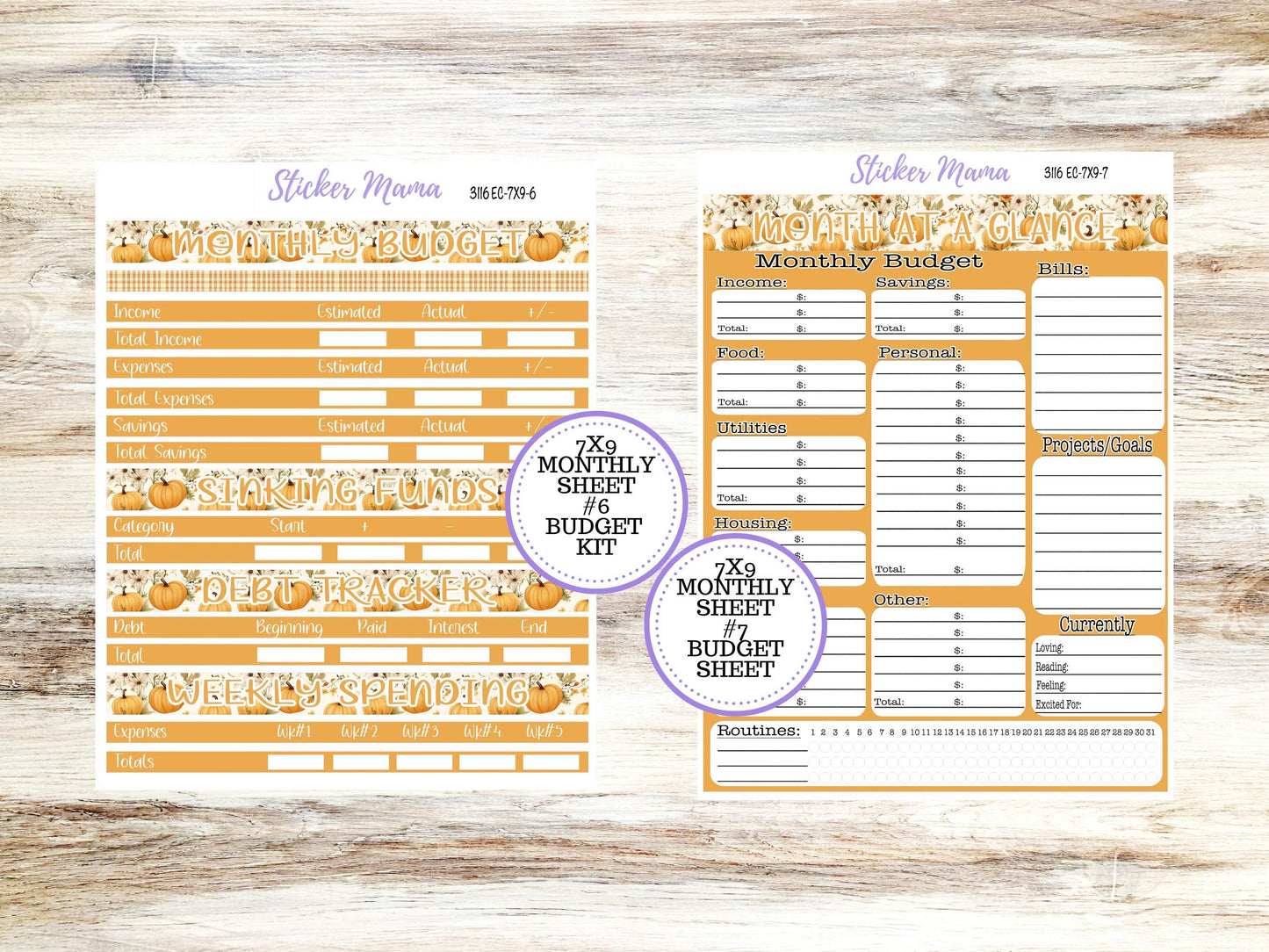 ERIN CONDREN Monthly Kit-3116 || 7X9 || Floral Harvest - 7x9 ec November Monthly Kit - November Monthly Planner Kits - Monthly Pages