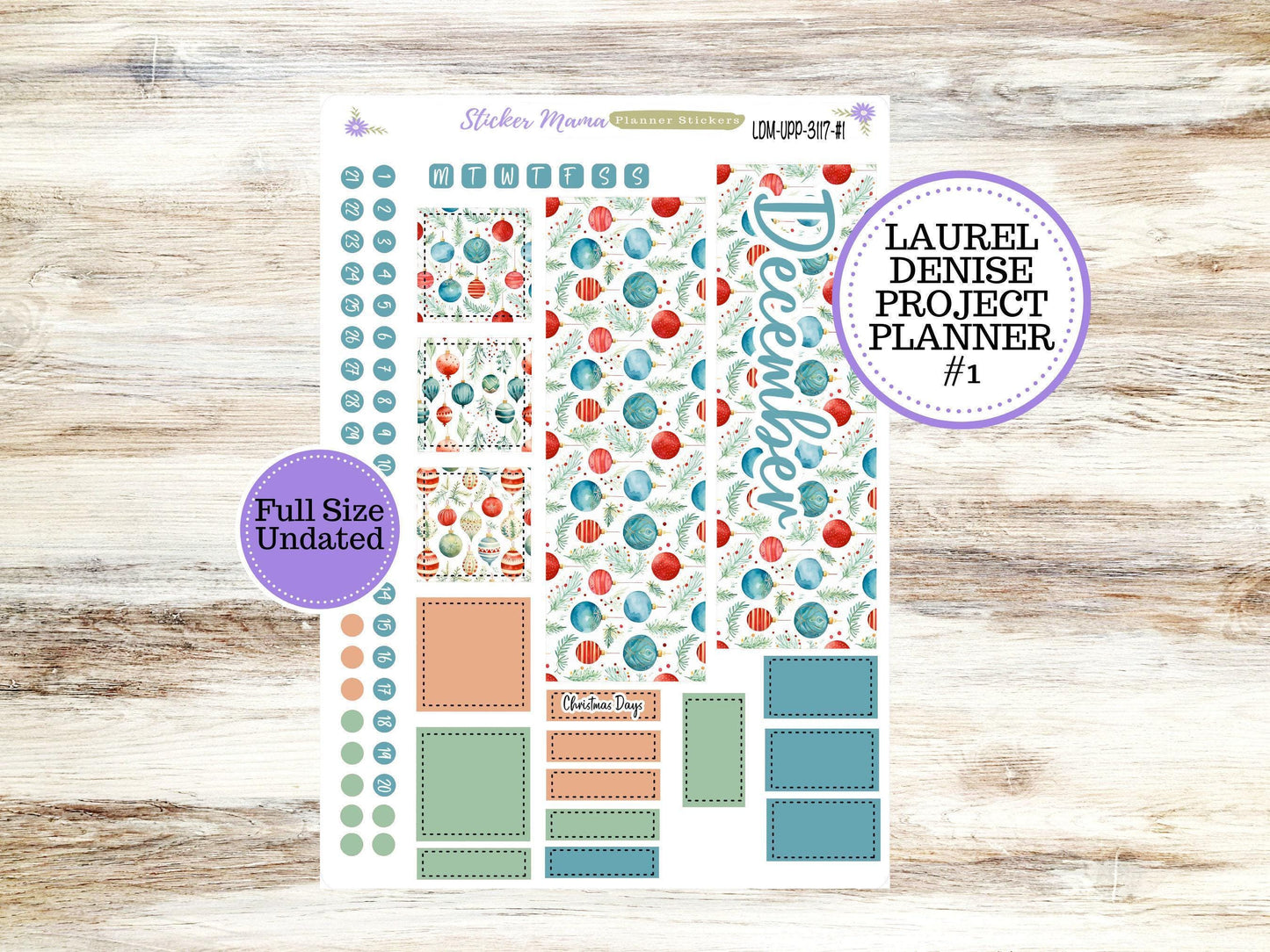 LAUREL DENISE PROJECT December Planner Kit #3117 || Merry Ornaments || Laurel Denise Kit || Laurel Denise Stickers || || December ld