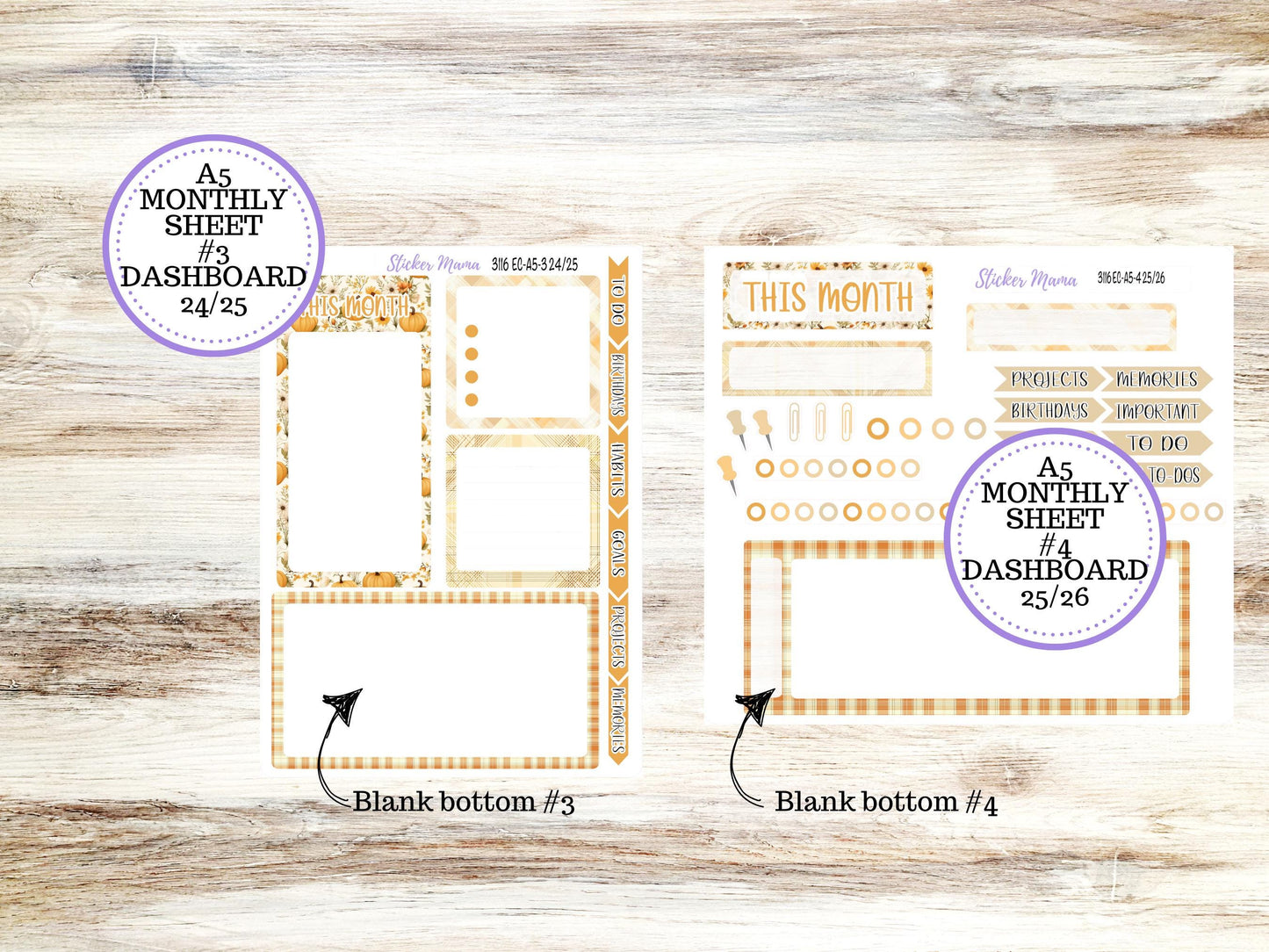 ERIN CONDRE Monthly Kit-3116 || A5 || Floral Harvest Stickers || - ec November Monthly Kit - Monthly Planner Kits - Monthly Budget