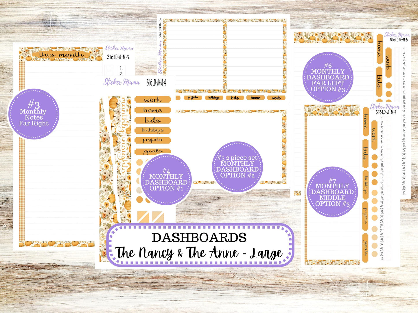 LD “The Nancy & Anne” Large || Week + Month PLANNER Monthly Kit #3116 || Laurel Denise Horizontal Vertical Kit || Floral Harvest || 9-25