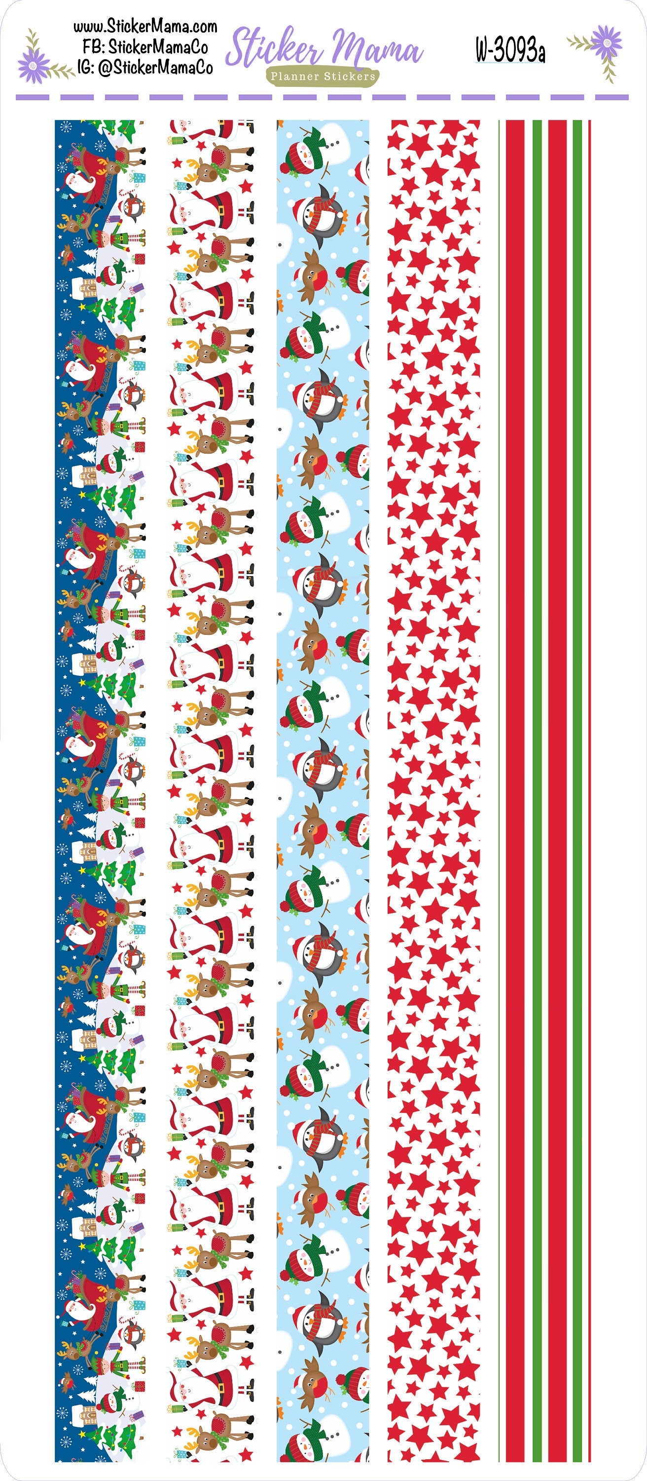 W-3093- WASHI STICKERS - Holly Jolly - Planner Stickers - Washi for Planners