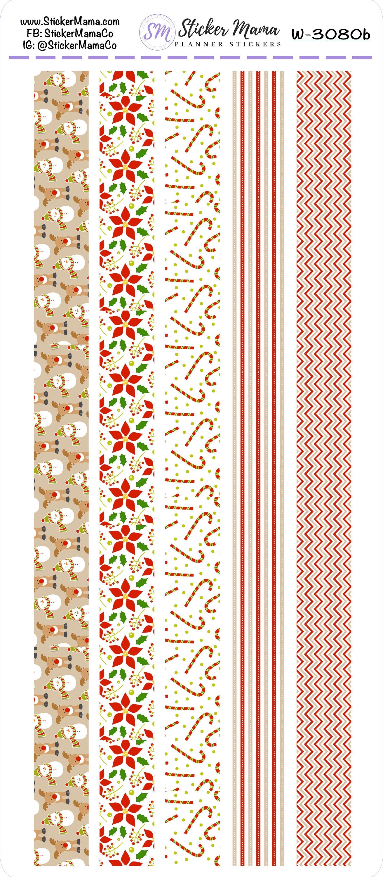 W-3080 - WASHI STICKERS - Traditional Christmas - Planner Stickers - Washi for Planners
