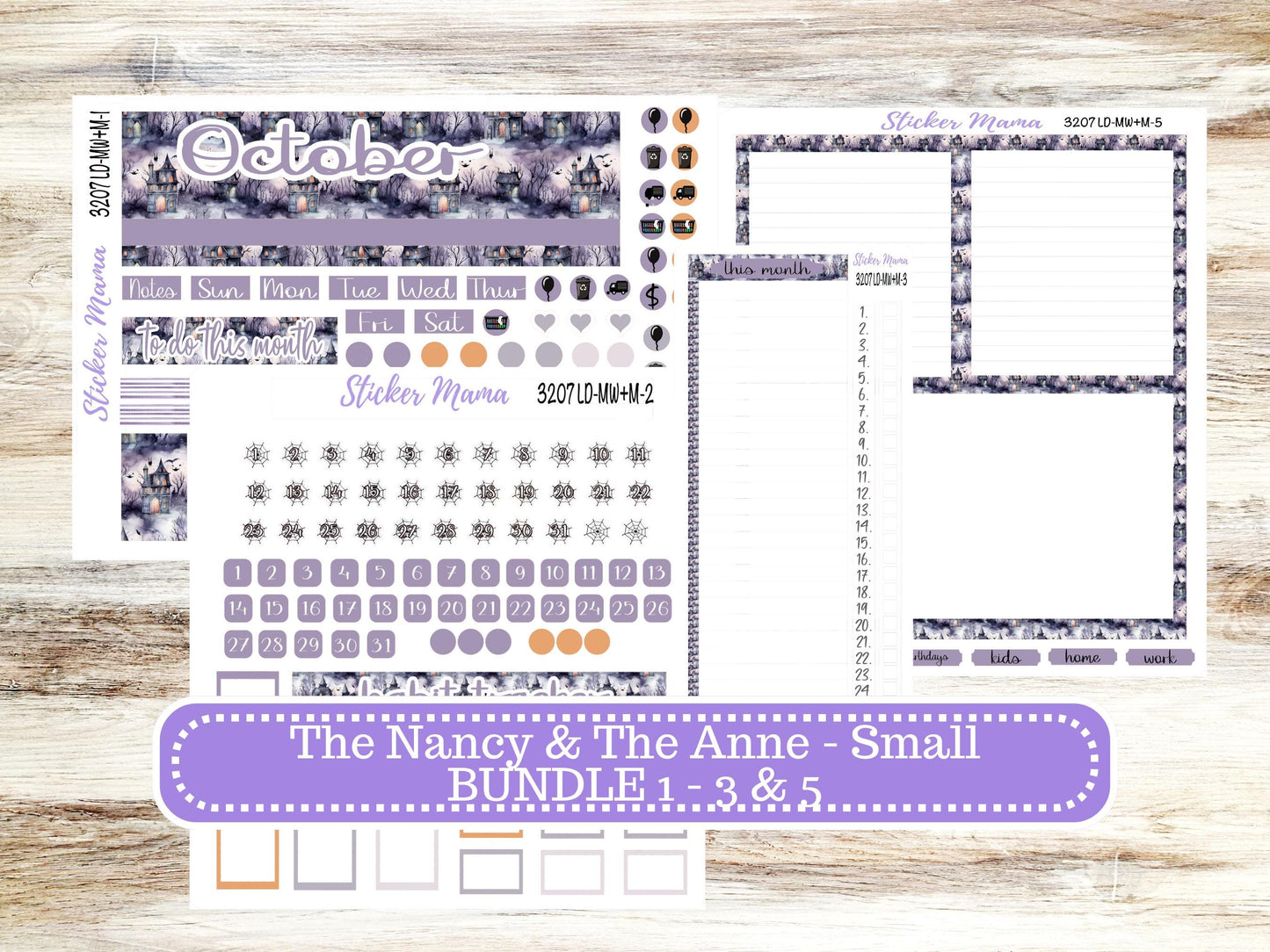 LD SMALL "The Anne" & "The Nancy" || MINI Week + Month Planner Kit #3207 || Laurel Denise Horizontal Vertical || Haunted Haven || Aug 25