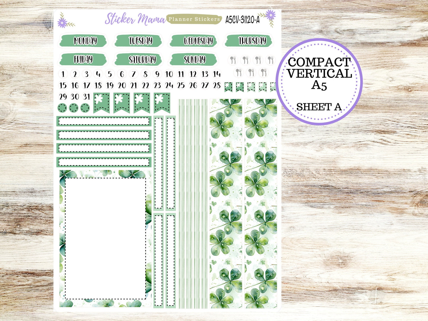 ERIN CONDREN A5 Compact Vertical-Kit #3120 || Shamrock Magic - Planner Stickers - Erin Condren Compact Vertical Weekly Kit