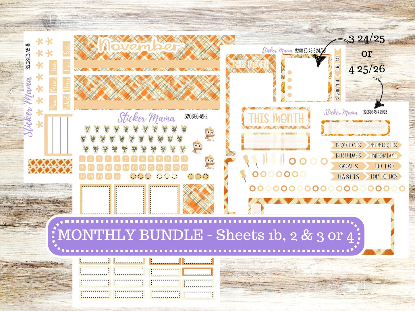 ERIN CONDRE Monthly Kit-3208 || A5 || Fall Fields Stickers || - ec November Monthly Kit - Monthly Planner Kits - Monthly Budget